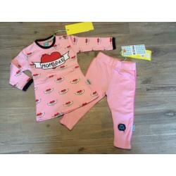 Nieuw setje O’Chillie jurkje en legging roze hartjes 80