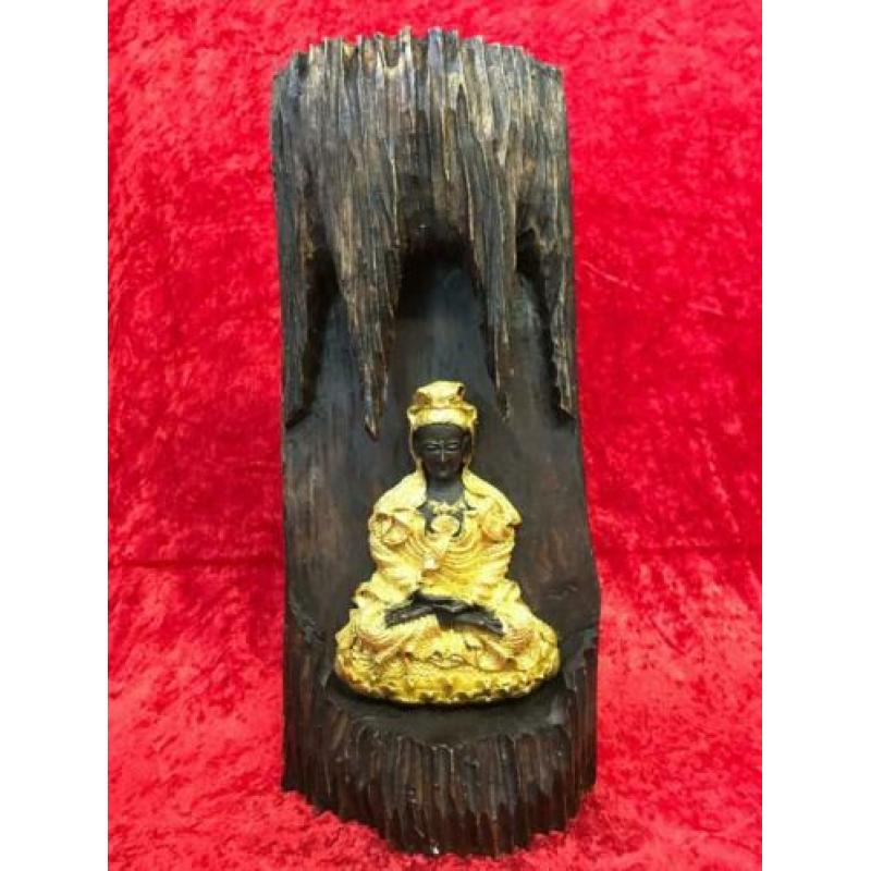 Godin Kwan Yin Resin in Teak houten boomstam