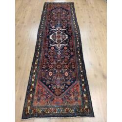 Vintage handgeknoopt perzisch tapijt loper Hamadan 286x87
