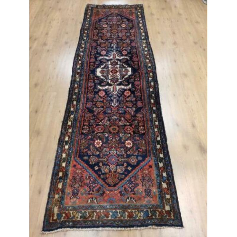 Vintage handgeknoopt perzisch tapijt loper Hamadan 286x87
