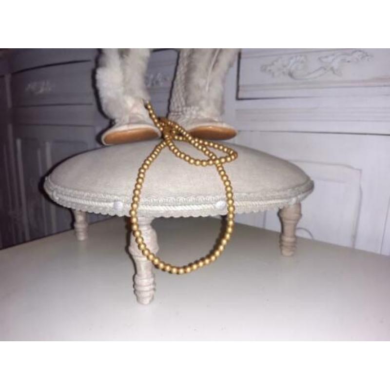 Vintage lange ketting, lijkt op parels, gouden kleur kostuu