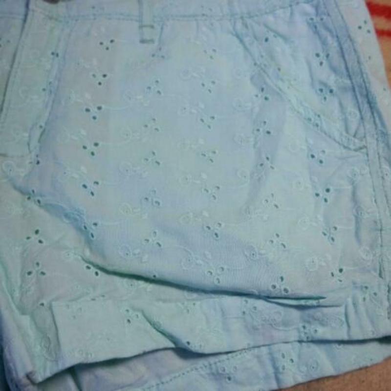 Licht-blauwe korte broek.Stiksel.Mt 38.Merk Denim & Co