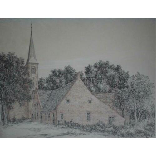 De Winsinghhof en de Catharina kerk Roden, uit 1969. Gesign