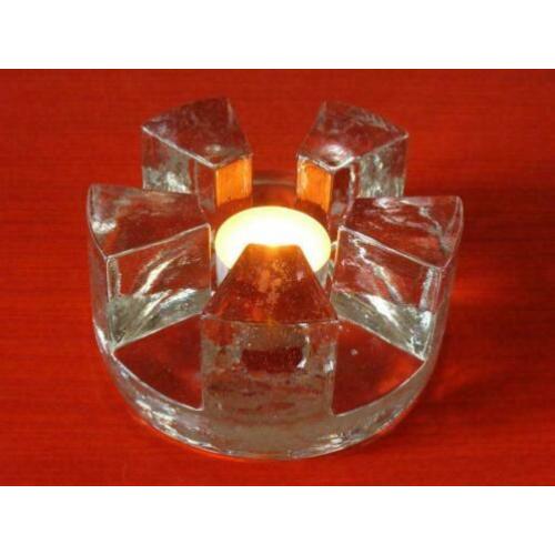 Retro vintage Georgshütte design theelicht van massief glas