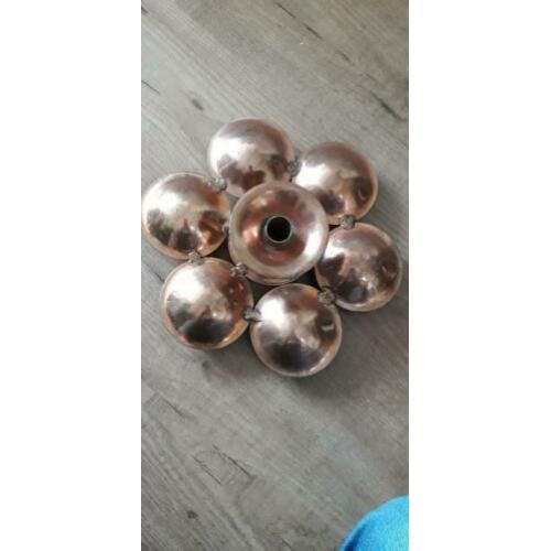 Brocante waxine en kandelaarhouder van koper