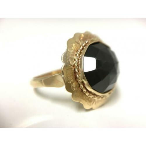 TN-4720419 Antiek Gouden Rozet Ring Facetgeslepen Granaat