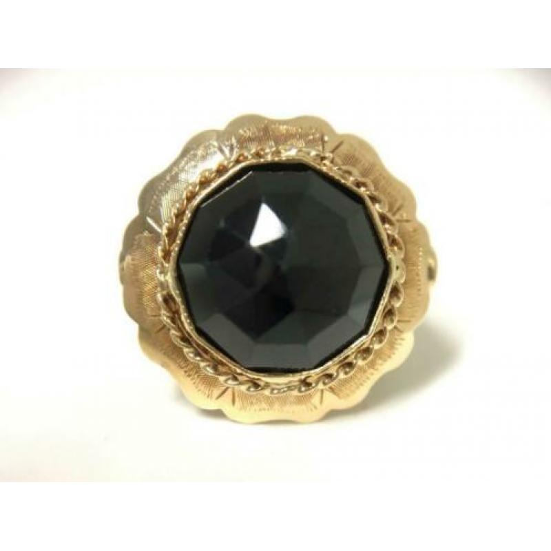 TN-4720419 Antiek Gouden Rozet Ring Facetgeslepen Granaat