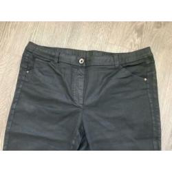 Dames broek zwart leatherlook, grote maat, Samoon Mt 48