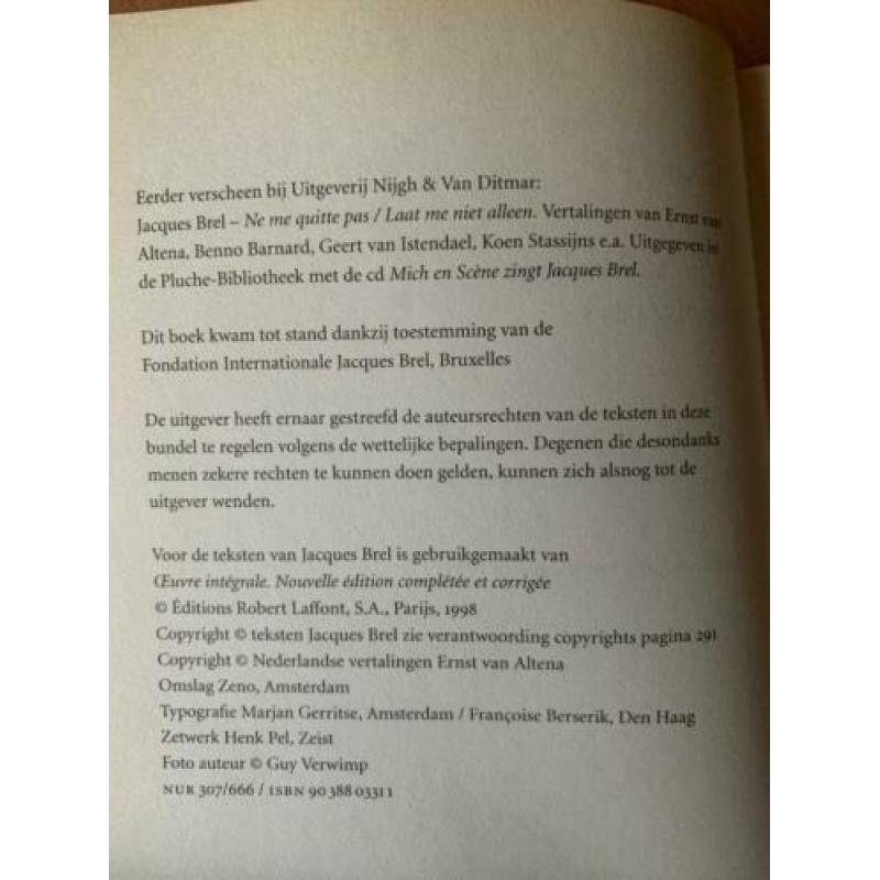 Jacques Brel - Mijn vlakke land Ernst van Altena liedteksten