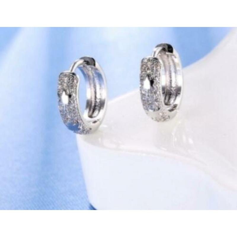 925 sterling zilveren oorbellen met klavertje en zirkonen