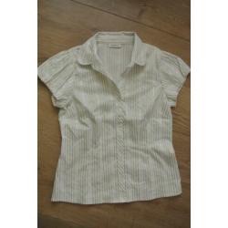 yessica blouse 44 groen zilver wit korte mouw zga nieuw