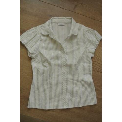 yessica blouse 44 groen zilver wit korte mouw zga nieuw
