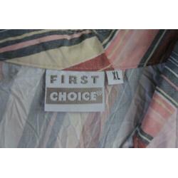 first choice blouse XL roze grijs wit crinkle stof