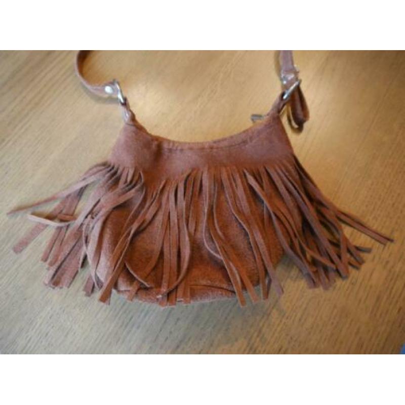 Suede schoudertasje / handtas met franjes