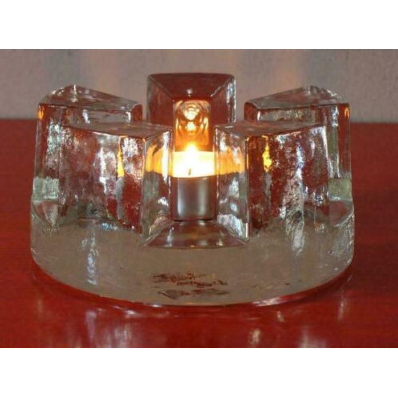 Retro vintage Georgshütte design theelicht van massief glas