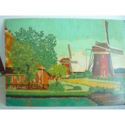 Schilderij Boerderij met molens