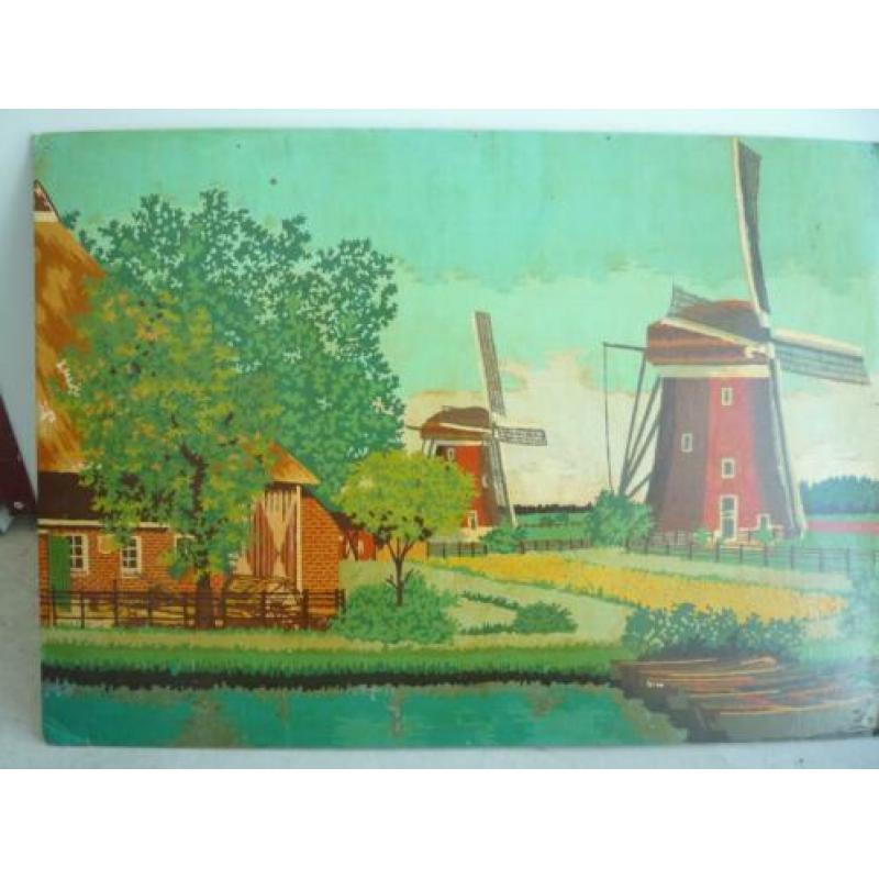Schilderij Boerderij met molens