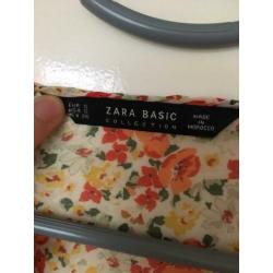 Zara vrolijke fleurige top beige oranje bloemen s 36 zgan