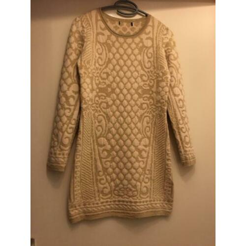 zara warme lange maxi trui tuniek jurk beige goud s 36 zgan