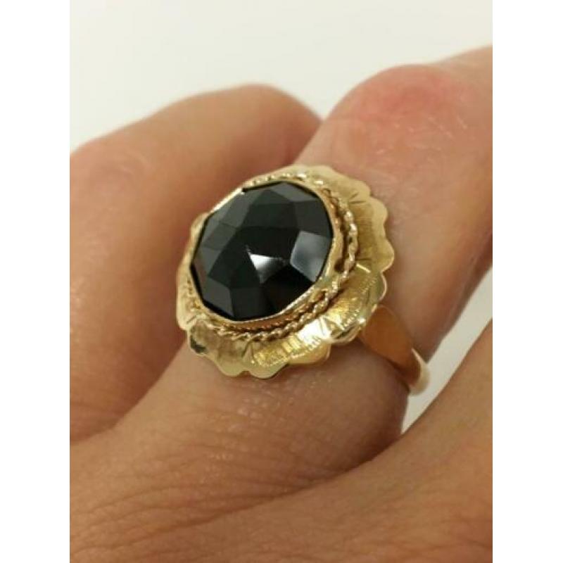 TN-4720419 Antiek Gouden Rozet Ring Facetgeslepen Granaat