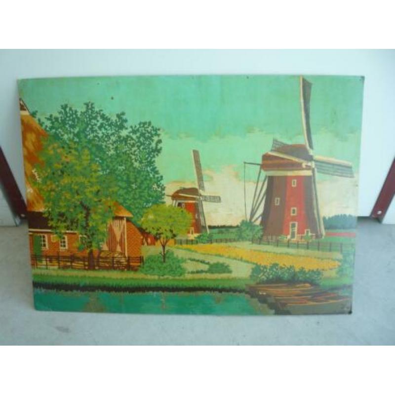 Schilderij Boerderij met molens