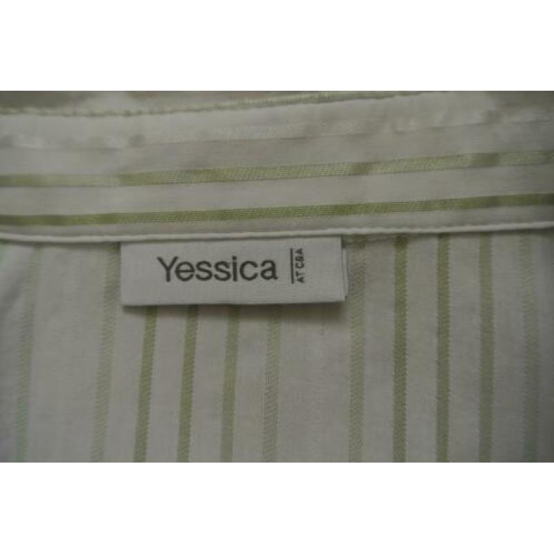 yessica blouse 44 groen zilver wit korte mouw zga nieuw