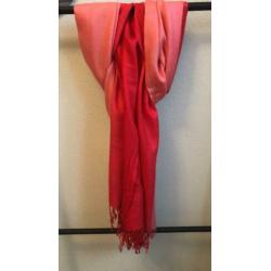 Cashmere / zijde sjaal rood roze nieuw