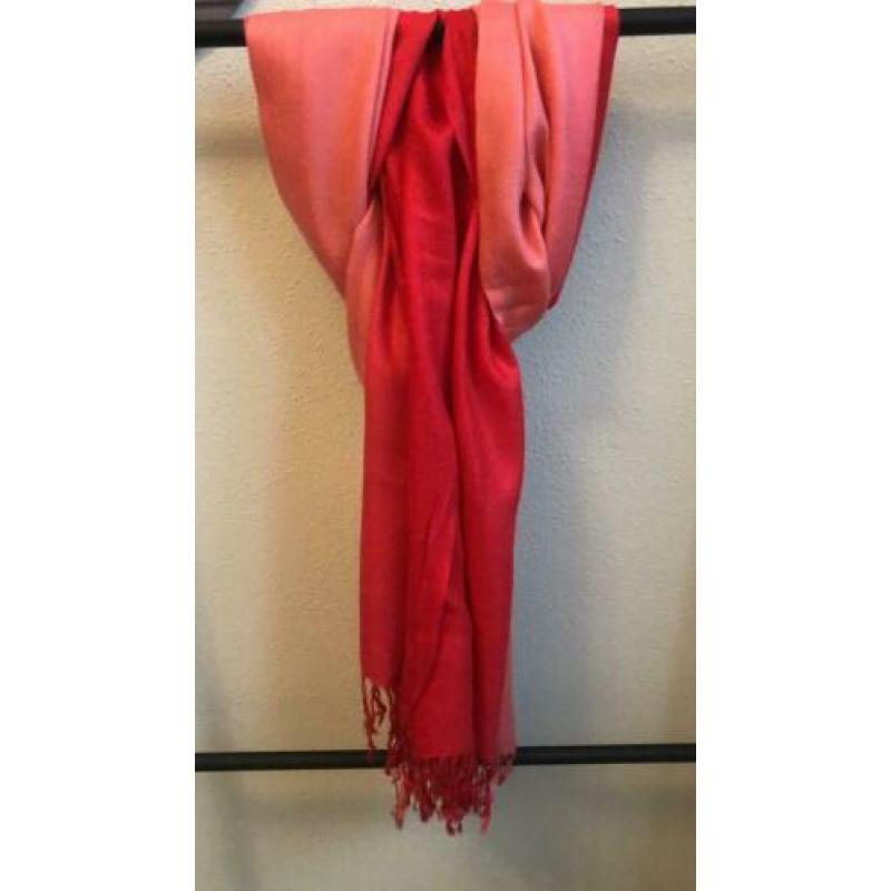 Cashmere / zijde sjaal rood roze nieuw