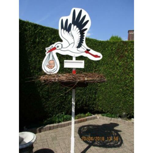 Geboortebord / Super ooievaar / ooievaar + echt nest.
