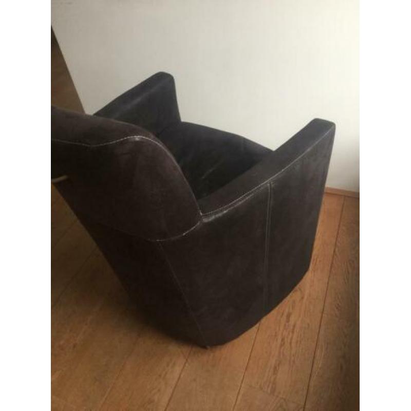 6 lederen eetkamerstoelen - bruin