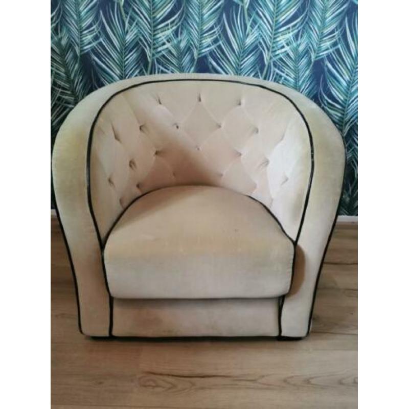 Vintage club fauteuil retro 60s velours