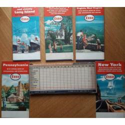 Esso 5 landkaarten 1959 VS New York Long Island New Jersey