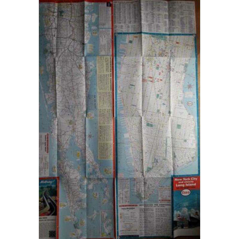 Esso 5 landkaarten 1959 VS New York Long Island New Jersey