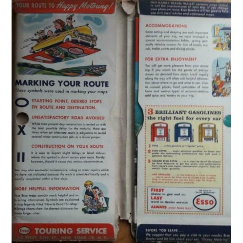 Esso 5 landkaarten 1959 VS New York Long Island New Jersey