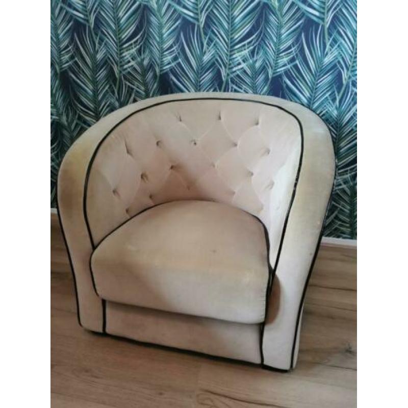 Vintage club fauteuil retro 60s velours