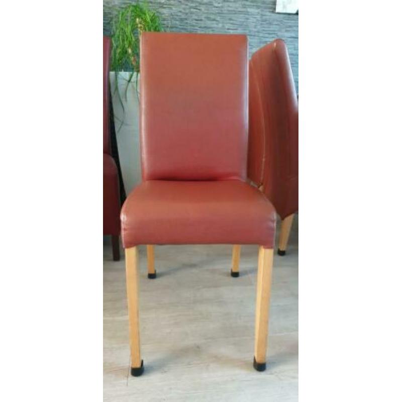 Donker rood / bruin rood eetkamer stoelen 6 st