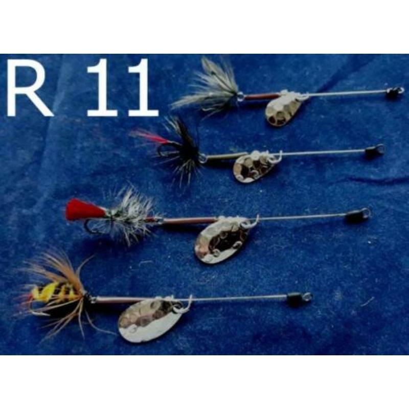 R 11 set van 4 Ultra Light Forel - Ruisvoorn - Baarsspinners
