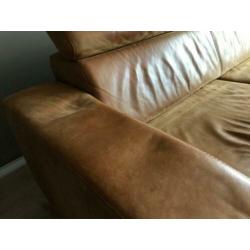 Drie zits bank leder uitschuifbaar lounge