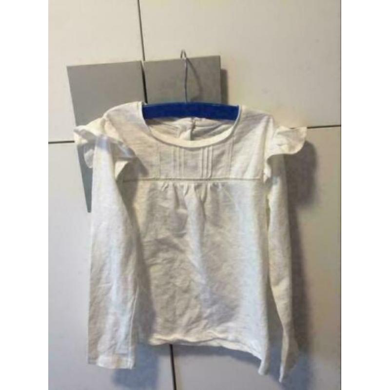 Wit longsleeves, maat: 110