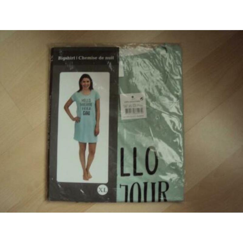 Nieuw mintgroen Bigshirt[ Nachthemd]+tekst mt XL /in plastic