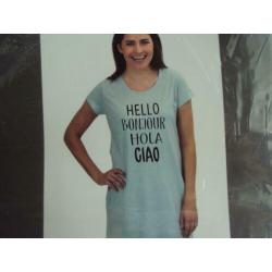 Nieuw mintgroen Bigshirt[ Nachthemd]+tekst mt XL /in plastic