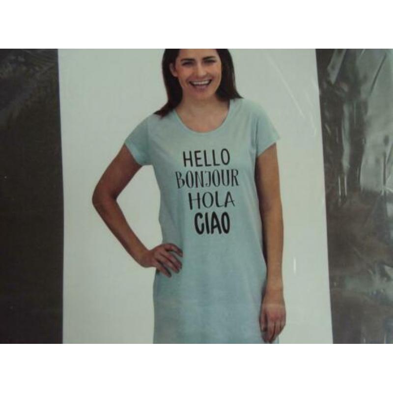 Nieuw mintgroen Bigshirt[ Nachthemd]+tekst mt XL /in plastic
