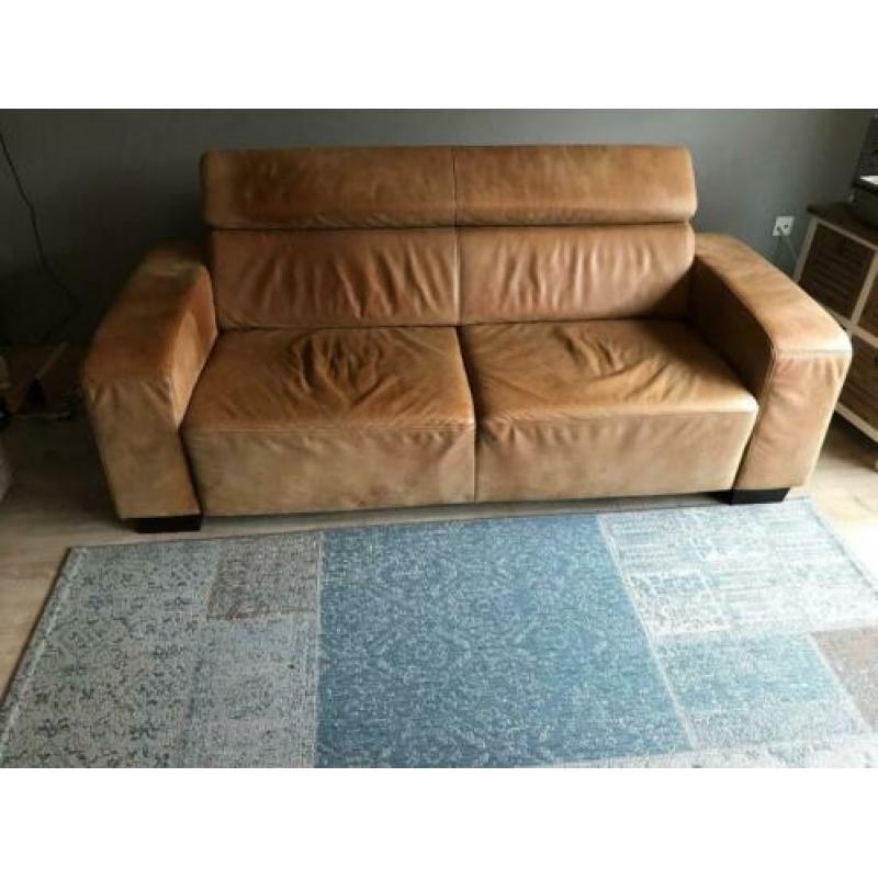 Drie zits bank leder uitschuifbaar lounge