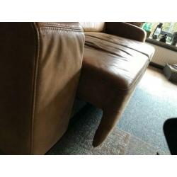Drie zits bank leder uitschuifbaar lounge