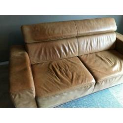 Drie zits bank leder uitschuifbaar lounge