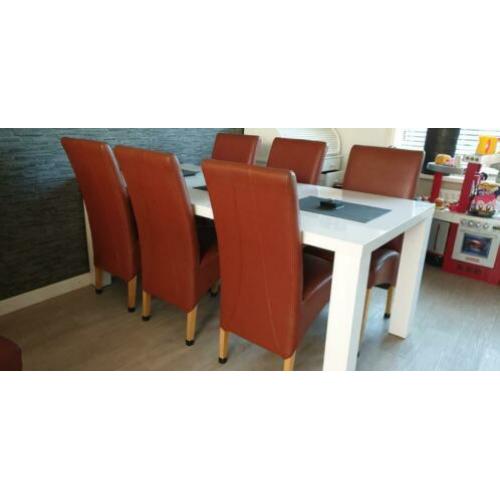Donker rood / bruin rood eetkamer stoelen 6 st