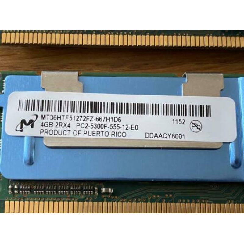 8GB, 2x 4GB 240p PC2-5300 CL5 DDR2-667 2Rx4 1.8V ECC