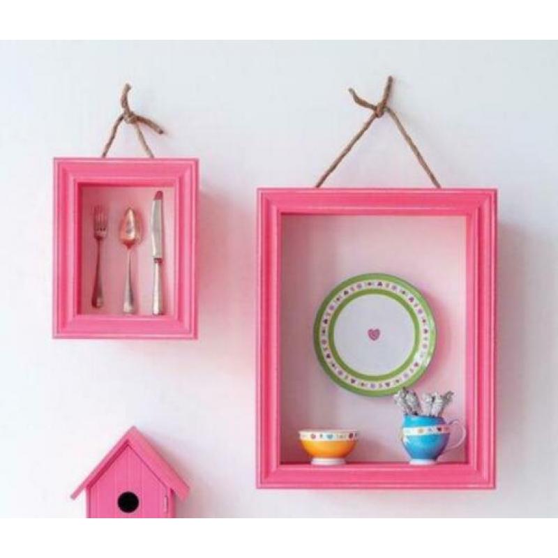 Lief lifestyle 2x roze fotokubus / wandkastje / wandplank.