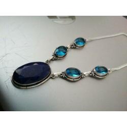 Prachtige handgemaakte 925z ketting met geode slice agaat