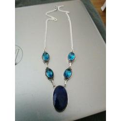 Prachtige handgemaakte 925z ketting met geode slice agaat